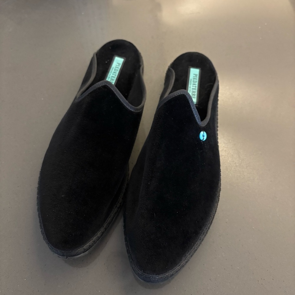 Piedaterre Venezia Dandy Black Velvet Slippers 44 - Picture 7 of 7
